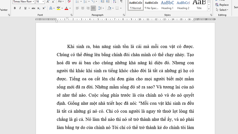 Kết quả vị trí đầu đoạn văn tô chọn đã thụt đầu dòng